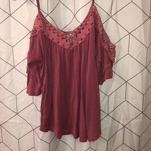 Pink cropped open shoulder